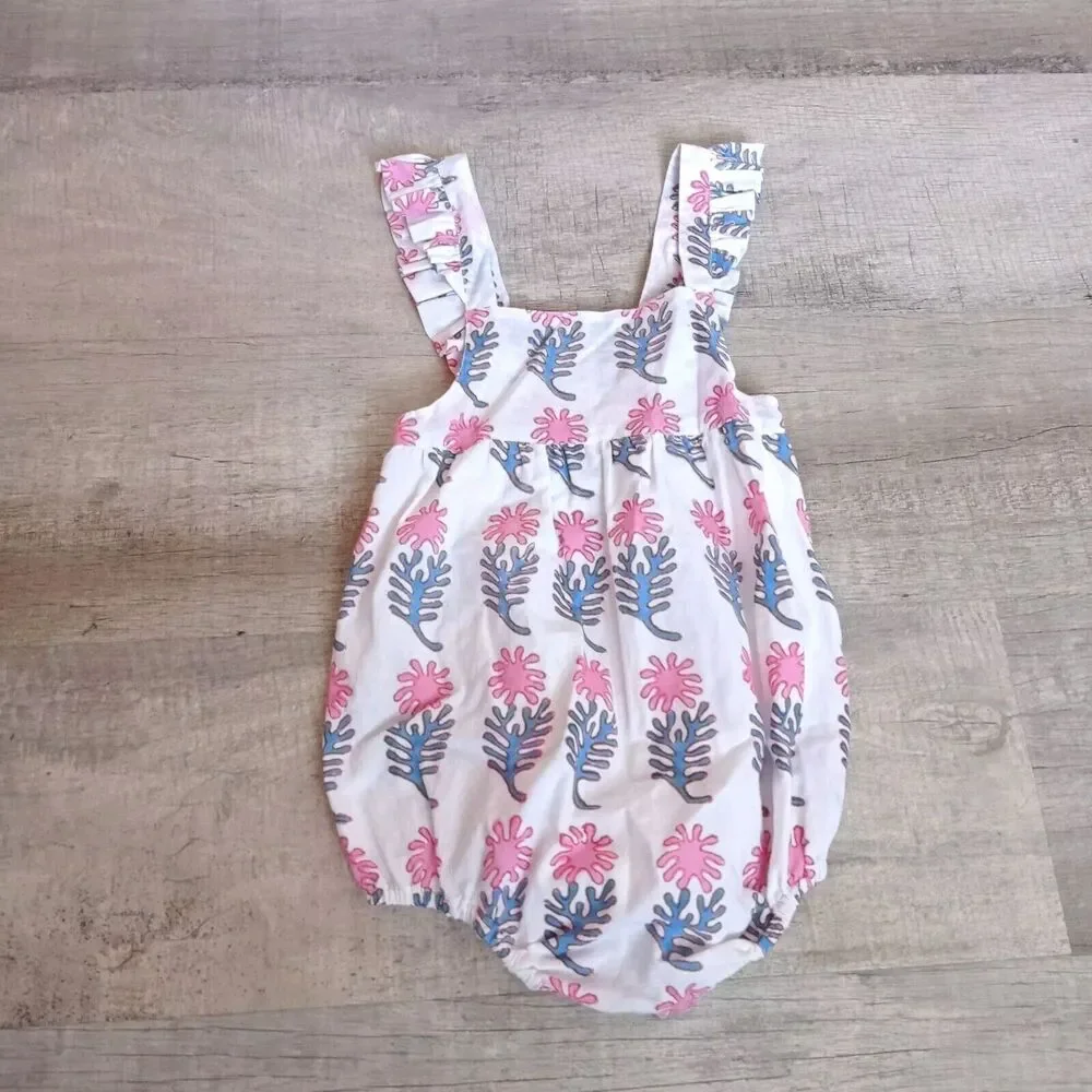 New OLIPHANT Little Girls' Baby Ruffle Bubble Romper Baby Size 6-12 M White - Picture 2 of 8